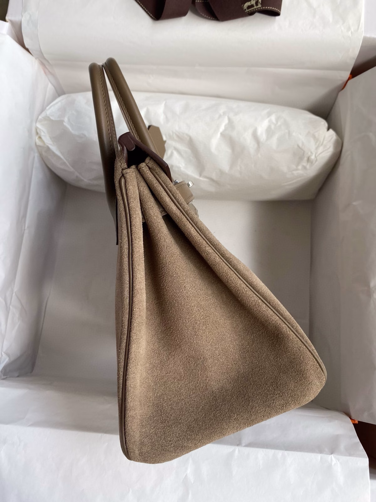 Hermes Birkin 25 Grizzly Bag in Taupe Veau Doblis and Swift Leather - Image 8