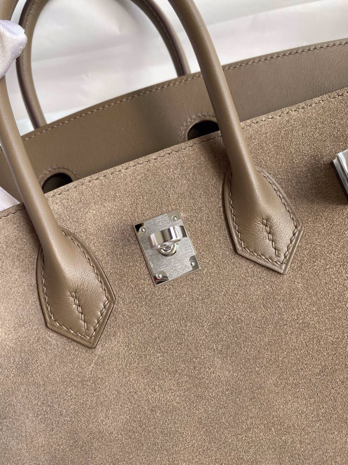 Hermes Birkin 25 Grizzly Bag in Taupe Veau Doblis and Swift Leather - Image 4