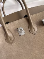 Hermes Birkin 25 Grizzly Bag in Taupe Veau Doblis and Swift Leather - Image 4