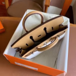 Hermes Birkin 25 Handmade Bag In Toile & Biscuit Swift Leather - Image 3