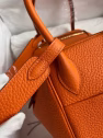 Hermes Lindy 26 Handmade Bag In Orange Clemence Leather - Image 6