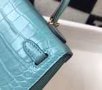 Hermes Kelly Mini II Bag In Blue Atoll Embossed Crocodile Leather - Image 7