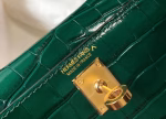 Hermes Kelly Mini II Bag In Green Embossed Crocodile Leather - Image 5
