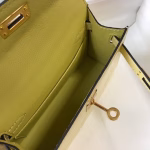 Hermes Kelly Mini II Bag In Jaune Poussin Embossed Crocodile Leather - Image 3