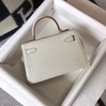 Hermes Kelly Mini II Bag In Beton Embossed Crocodile Leather - Image 7
