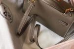 Hermes Kelly Mini II Bag In Taupe Grey Epsom Leather - Image 6