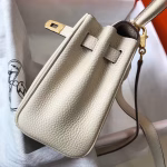 Hermes Mini Kelly 20cm Bag In Craie Clemence Leather - Image 3