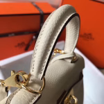 Hermes Mini Kelly 20cm Bag In Craie Clemence Leather - Image 7