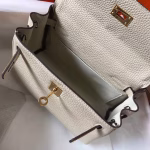 Hermes Mini Kelly 20cm Bag In Craie Clemence Leather - Image 6
