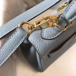 Hermes Mini Kelly 20cm Bag In Blue Lin Clemence Leather - Image 7
