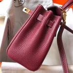Hermes Mini Kelly 20cm Bag In Bordeaux Clemence Leather - Image 6