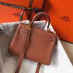 Hermes Mini Kelly 20cm Bag In Brown Clemence Leather - Image 4