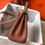 Hermes Mini Kelly 20cm Bag In Brown Clemence Leather - Image 3