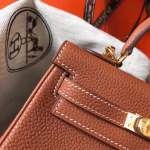 Hermes Mini Kelly 20cm Bag In Brown Clemence Leather - Image 7