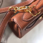 Hermes Mini Kelly 20cm Bag In Brown Clemence Leather - Image 5