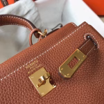 Hermes Mini Kelly 20cm Bag In Brown Clemence Leather - Image 2