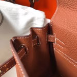 Hermes Mini Kelly 20cm Bag In Brown Clemence Leather - Image 6