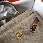 Hermes Mini Kelly 20cm Bag In Grey Clemence Leather - Image 5