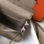 Hermes Mini Kelly 20cm Bag In Grey Clemence Leather - Image 2