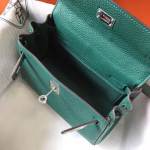 Hermes Mini Kelly 20cm Bag In Malachite Clemence Leather - Image 6
