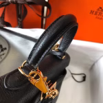Hermes Mini Kelly 20cm Bag In Black Clemence Leather - Image 5