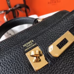 Hermes Mini Kelly 20cm Bag In Black Clemence Leather - Image 2