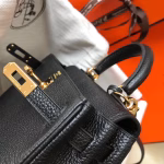 Hermes Mini Kelly 20cm Bag In Black Clemence Leather - Image 8