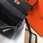 Hermes Mini Kelly 20cm Bag In Black Clemence Leather - Image 6