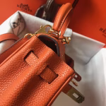 Hermes Mini Kelly 20cm Bag In Orange Clemence Leather - Image 8