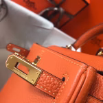 Hermes Mini Kelly 20cm Bag In Orange Clemence Leather - Image 2