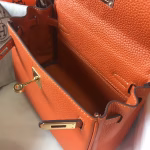 Hermes Mini Kelly 20cm Bag In Orange Clemence Leather - Image 7