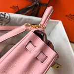 Hermes Mini Kelly 20cm Bag In Pink Clemence Leather - Image 7