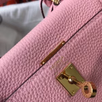Hermes Mini Kelly 20cm Bag In Pink Clemence Leather - Image 6
