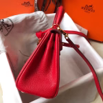 Hermes Mini Kelly 20cm Bag In Red Clemence Leather - Image 2
