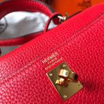 Hermes Mini Kelly 20cm Bag In Red Clemence Leather - Image 7