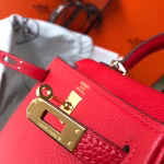 Hermes Mini Kelly 20cm Bag In Red Clemence Leather - Image 4