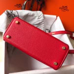 Hermes Mini Kelly 20cm Bag In Red Clemence Leather - Image 6