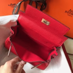 Hermes Mini Kelly 20cm Bag In Red Clemence Leather - Image 3