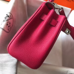 Hermes Mini Kelly 20cm Bag In Rose Red Clemence Leather - Image 6