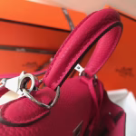 Hermes Mini Kelly 20cm Bag In Rose Red Clemence Leather - Image 2