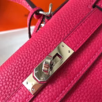 Hermes Mini Kelly 20cm Bag In Rose Red Clemence Leather - Image 7