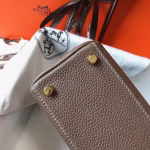 Hermes Mini Kelly 20cm Bag In Taupe Clemence Leather - Image 6