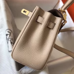 Hermes Mini Kelly 20cm Bag In Beige Clemence Leather - Image 4