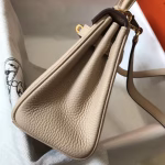 Hermes Mini Kelly 20cm Bag In Beige Clemence Leather - Image 6