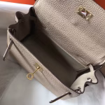 Hermes Mini Kelly 20cm Bag In Beige Clemence Leather - Image 7