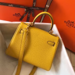 Hermes Mini Kelly 20cm Bag In Yellow Clemence Leather - Image 5