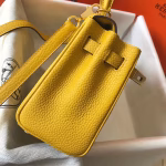 Hermes Mini Kelly 20cm Bag In Yellow Clemence Leather - Image 3