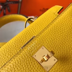 Hermes Mini Kelly 20cm Bag In Yellow Clemence Leather - Image 2