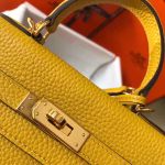 Hermes Mini Kelly 20cm Bag In Yellow Clemence Leather - Image 6