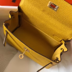 Hermes Mini Kelly 20cm Bag In Yellow Clemence Leather - Image 7